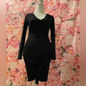 🖤🖤🖤 NEW MIDI Side Ruffle Dress